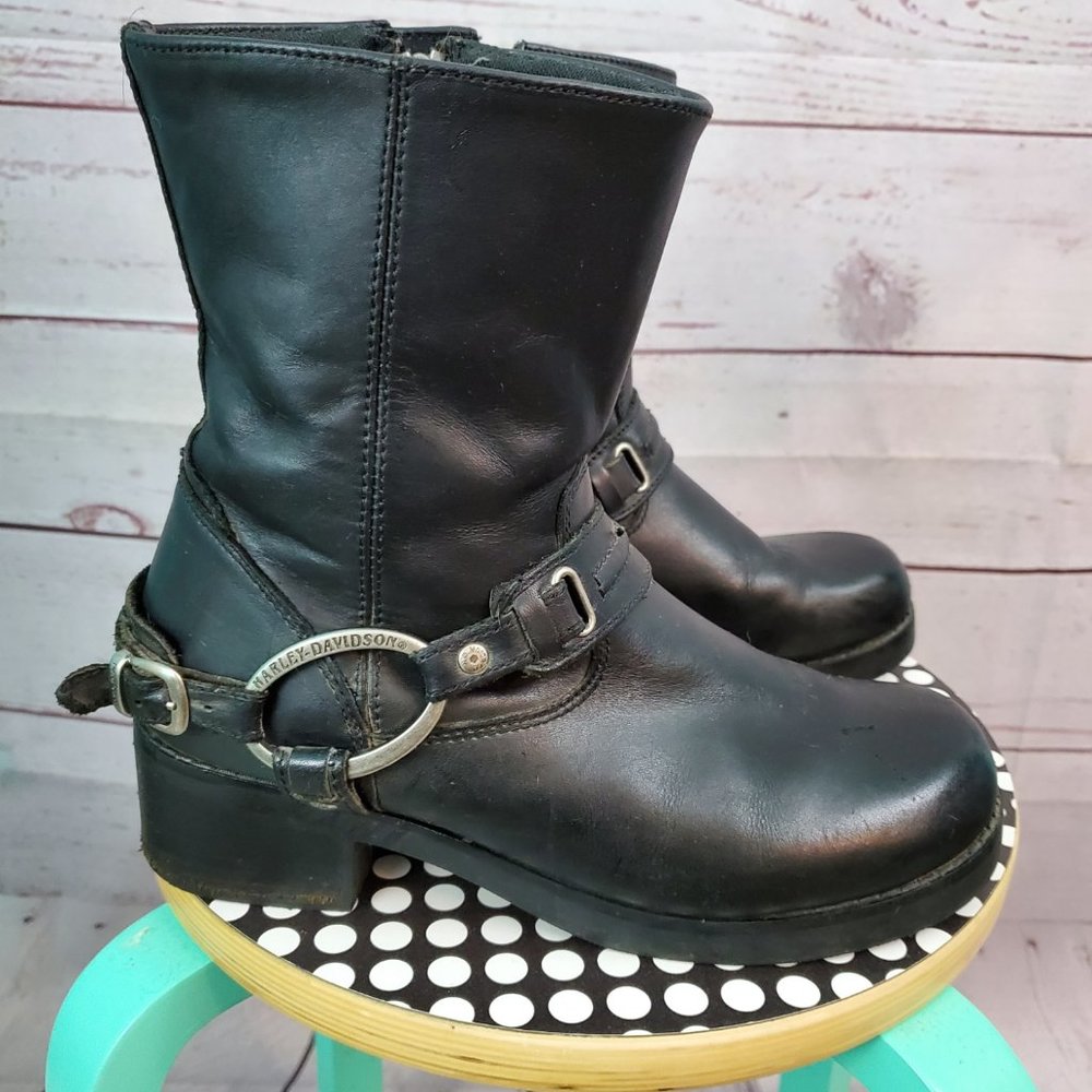 Harley Davidson CHRISTA 85298 Black Leather Boots Size 10